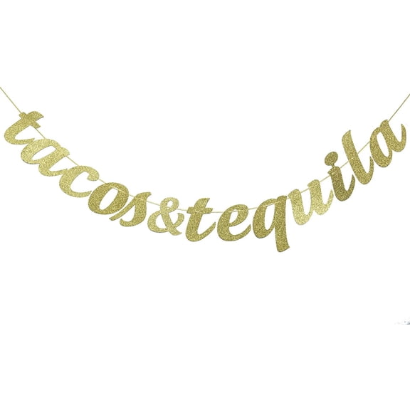 Tacos & Tequila Banner, Gold, 63.6 Inches x 63.6 Inches
