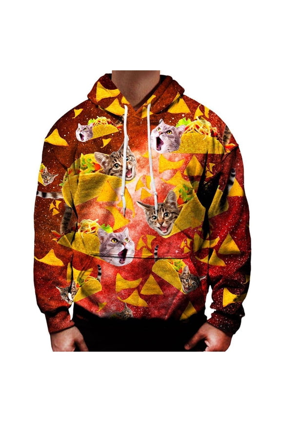 Tacos and Cats Red All Over Print Unisex Tee Sweatshirt Hoodie