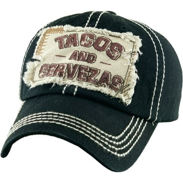 Tacos and Cervezas Vintage Distressed Washed Baseball Cap Hat Unisex