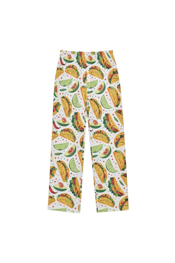 Tacos and Festive Mexican Imagery Christmas Pajama Pants Soft and Lightweight Elastic Waistband Christmas Pajama Pants