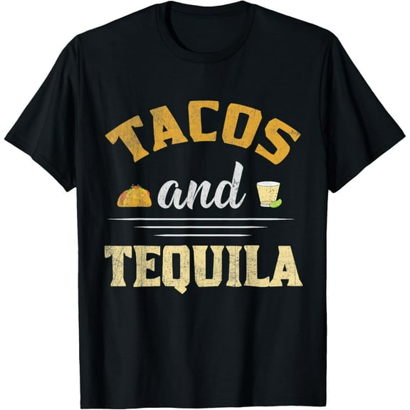 Tacos and Tequila Funny Graphic T-ShirtMen and women, Black T-shirt, size: Extra large