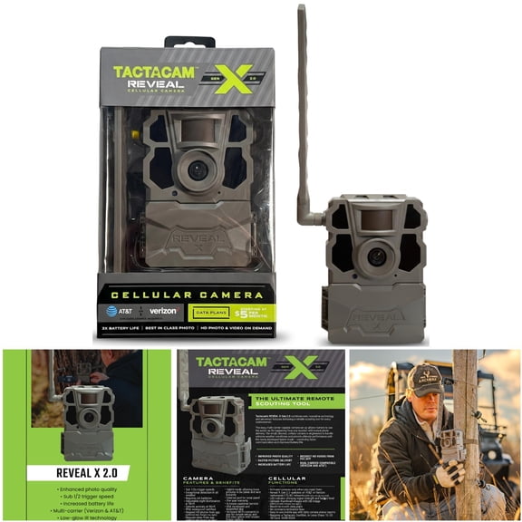 Tactacam Reveal X 2.0 Cellular Trail Camera with 4G LTE, Low-Glow IR Flash, IP66 Waterproof, and Real-Time Photo Delivery