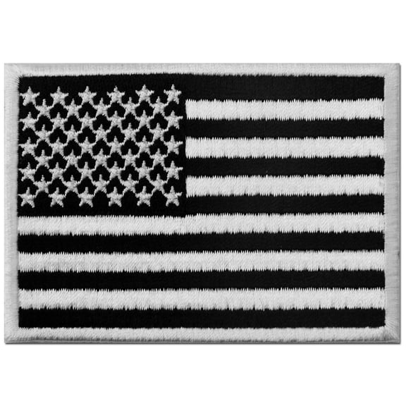 Tactical American Flag Embroidered Patch Usa United States Of America Military Iron On Sew On Emblem, White And Black
