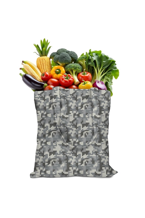 Tactical Army Camo Foldable Grocery Bag - Spacious 16x15 Washable & Reinforced Fabric Tote for Military, Jungle & Desert Outdoor Adventures