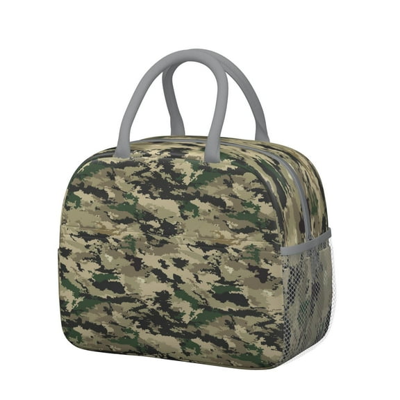 Tactical Army Camouflage Insulated Lunch Bag – Reusable Thermal Cooler Tote with Jungle Camo Print for Outdoor Enthusiasts and Work Lunch