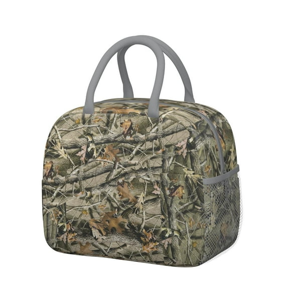 Tactical Army Camouflage Lunch Box - Durable Insulated & Portable Lunch Bag for Men Women, Woodland Desert Jungle Military Style Thermal Leakproof Lunch Tote with Reinforced Handles & Metal Zipper