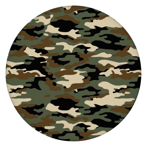 Tactical Army Camouflage Round Tablecloth - 100% Waterproof Elastic Edge Design, Wrinkle-Free Windproof Wipeable Surface for Outdoor Dining, Jungle & Desert Military Style