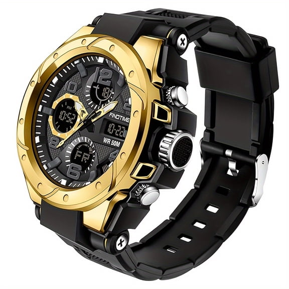 [Tactical Army Digital Watch] Tactical Mens Watch - Dual Time Outdoor Survival Army Digital Watch - Luminous Stopwatch Tough Electronic Alarm Clock