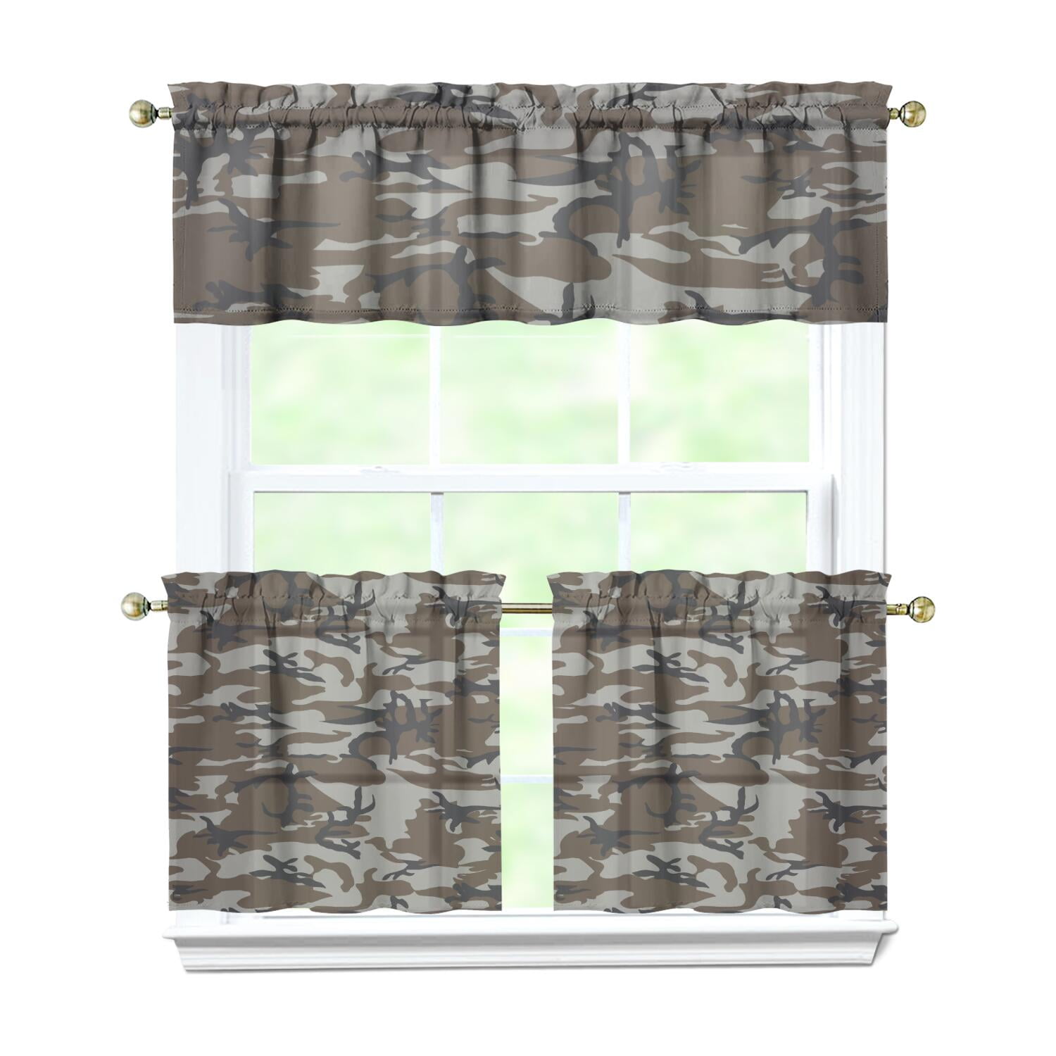 Tactical Army Kitchen Curtains Set - Camo Camouflage Hunting Military ...