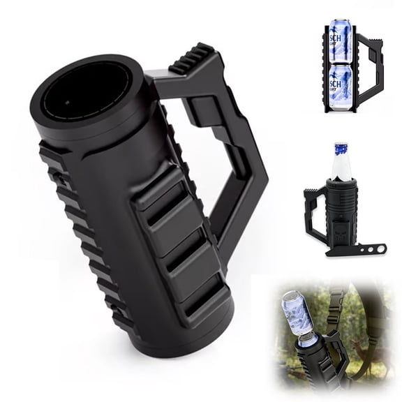 Tactical Assault Can Holder – 3D Printed Tactical Assault Cruise Cup, Double Tactical Reload Can Holder With Insulation Sleeve, For Party, Camping & Outdoor Use (Black, 12oz)