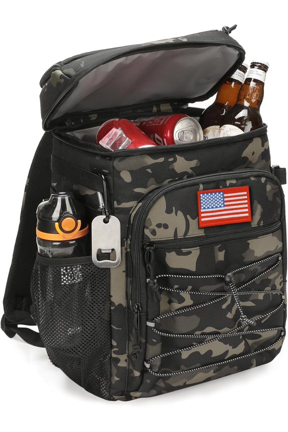 Tactical Backpack Cooler, 25L Cooler Backpack Insulated Leak-Proof, Heavy Duty Large Lunch Backpack, Waterproof Ice Chest Backpack for Men Women Adults Work Daytrip Camping Beach Hiking Accessories