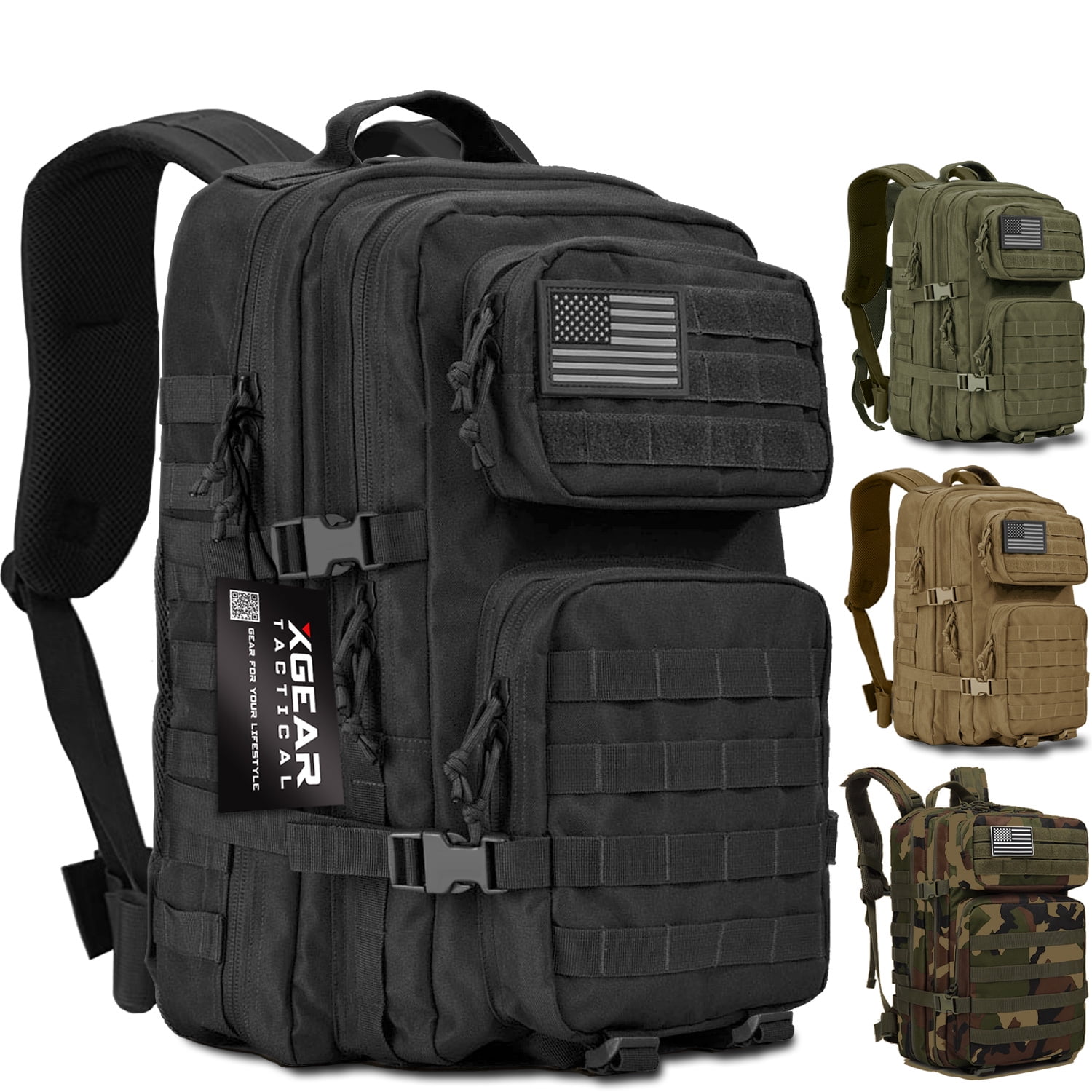 QT&QY 45L Military Tactical Backpacks Molle Army Assault Pack 3 Day Bug Out  Bag