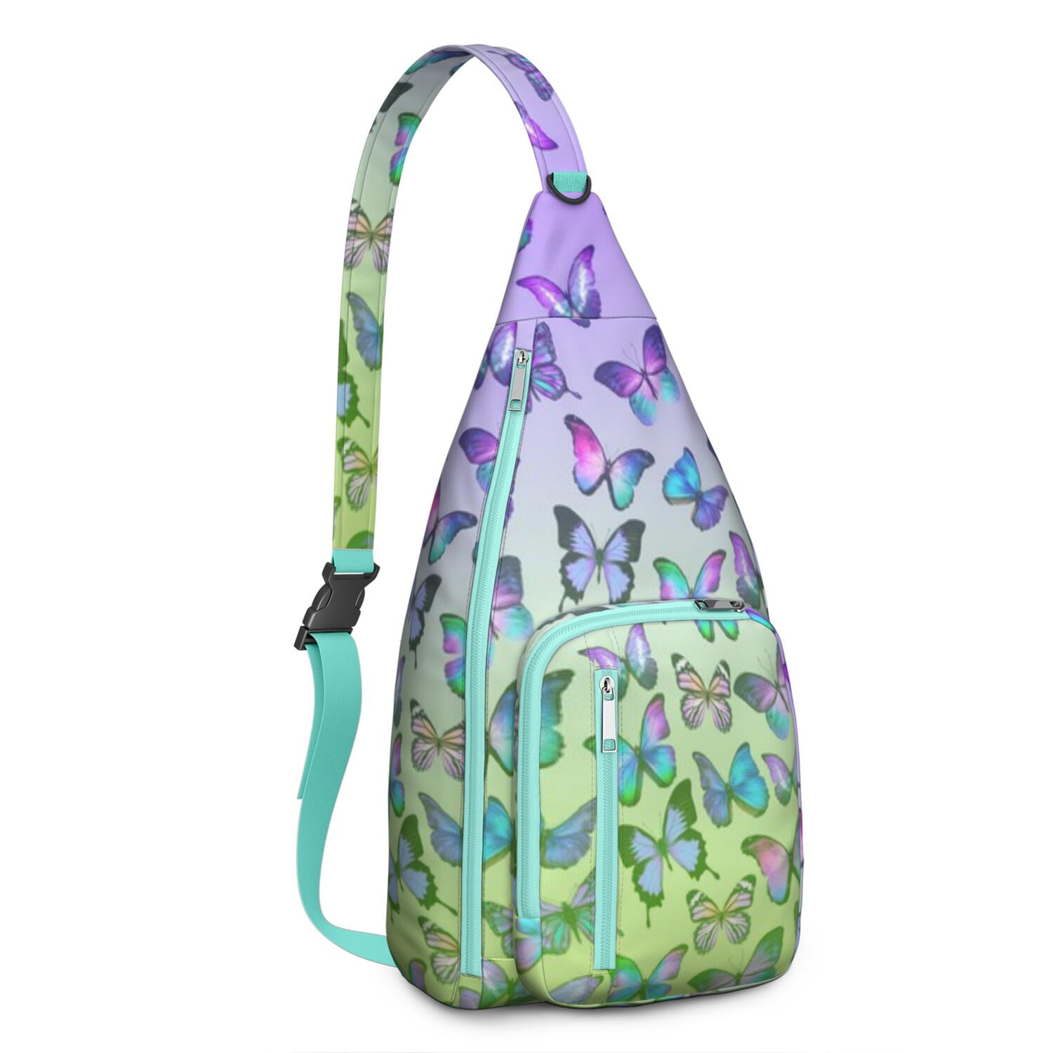 Tactical Butterfly Print Chest Bag - Lightweight Waterproof Shoulder Pack, Tear-resistant Sling Bag for Hiking/Camping (Unisex Design)