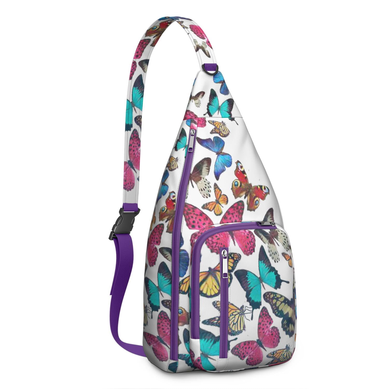 Tactical Butterfly Print Chest Bag - Lightweight Waterproof Shoulder Pack, Tear-resistant Sling Bag for Hiking/Camping (Unisex Design)