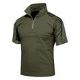 thumbnail image 1 of Tactical Camo Shirts for Men with Short Sleeves and Zipper Collars Featuring Breathable Fabric for Outdoor Hiking Gym Workouts Weekend Adventures Backyard Bbqs Army Green L, 1 of 3