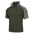 thumbnail image 1 of Tactical Camo Shirts for Men with Short Sleeves and Zipper Collars Featuring Breathable Fabric for Outdoor Hiking Gym Workouts Weekend Adventures Backyard Bbqs Dark Green XXXL, 1 of 5