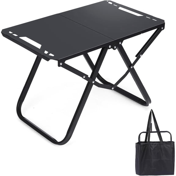 Tactical Camping Table, Portable Folding Camping Table, Carbon Steel Outdoor Backpacking Table with Storage Bag for Hiking, Fishing, Travel, Picnic & BBQ