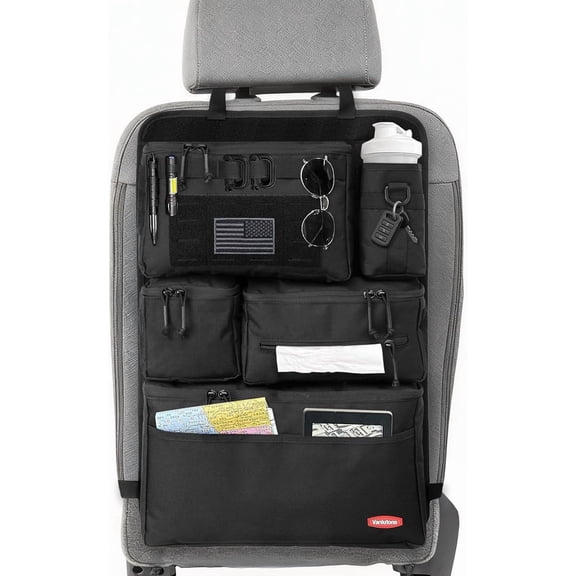 Tactical Car Seat Back Organizer for Trucks, Suvs , Black Black