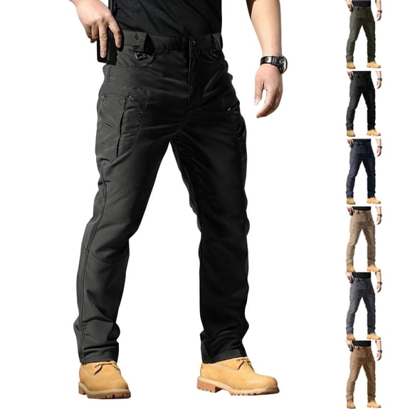 Tactical Cargo Pants for Men Chino Lightweight Cargo Workpants Construction Hiking Pantalones Hombre Weather Cooling Cargo Joggers Stretchy Water Proof Pants Black M