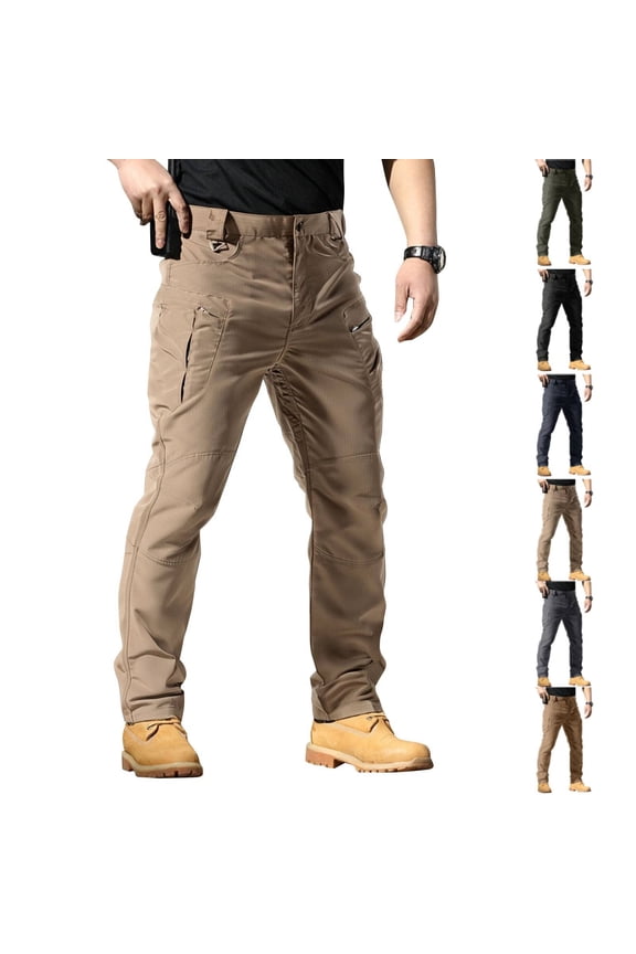 Tactical Cargo Pants for Men Chino Lightweight Cargo Workpants Construction Hiking Pantalones Hombre Weather Cooling Cargo Joggers Stretchy Water Proof Pants Khaki L
