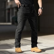 Tactical Cargo Pants for Men Water Proof Carpenter Jeans Fishing Outdoor Cargo Sweats Rain Pant Stretch Cargo Joggers Breathable Construction Work Pants Black L