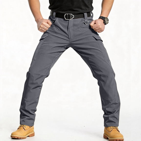 Tactical Cargo Pants Mens Water Resistant Ripstop Outdoor Quick Dry Hiking Work Pants with Pockets Gray XL