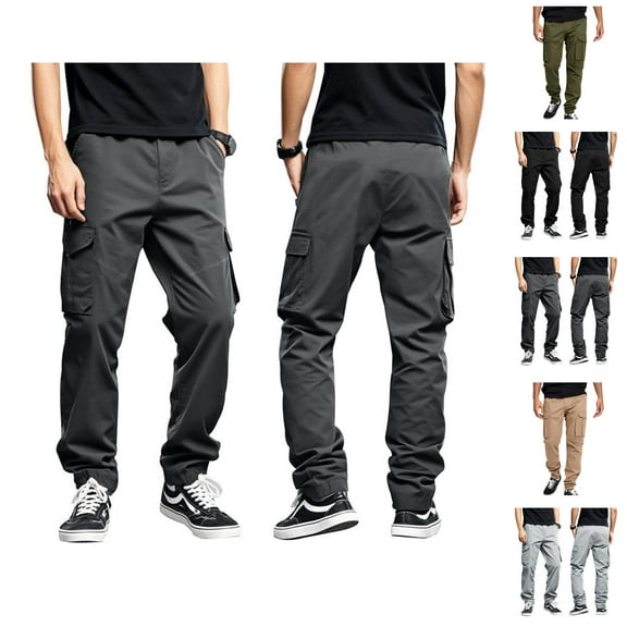 Tactical Cargo Pants for Men 2025 Outdoor Elastic Waist Drawstring Casual Work Pants with Pockets Mens Trousers