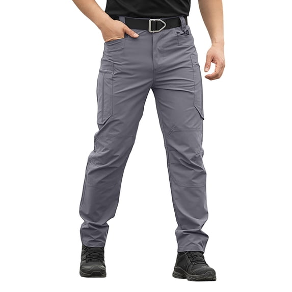 Tactical Cargo Pants for Men Water Resistant Hiking Work Pants with Multi Pockets Ripstop Construction Pant Big and Tall Size S-3XL Gray