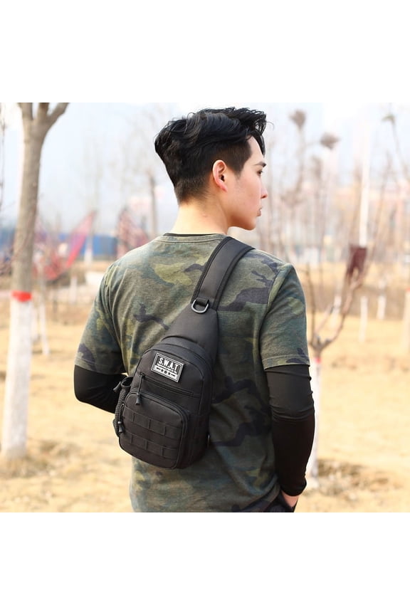 Tactical Chest Bag Riding Shoulder Bag,Black