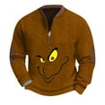 thumbnail image 1 of Tactical Christmas Sweater Holiday Casual Slim Fit Pullover with Quarter Zip BrownXL, 1 of 4