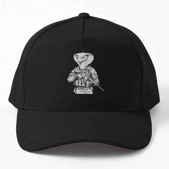 Tactical Cobra Baseball Hat, Warrior Instinct Reptile Graphic Design, Classic Cap