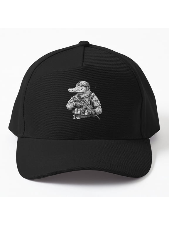 Tactical Crocodile Baseball Cap, Swamp Operative Reptile Graphic Design, Classic Hat