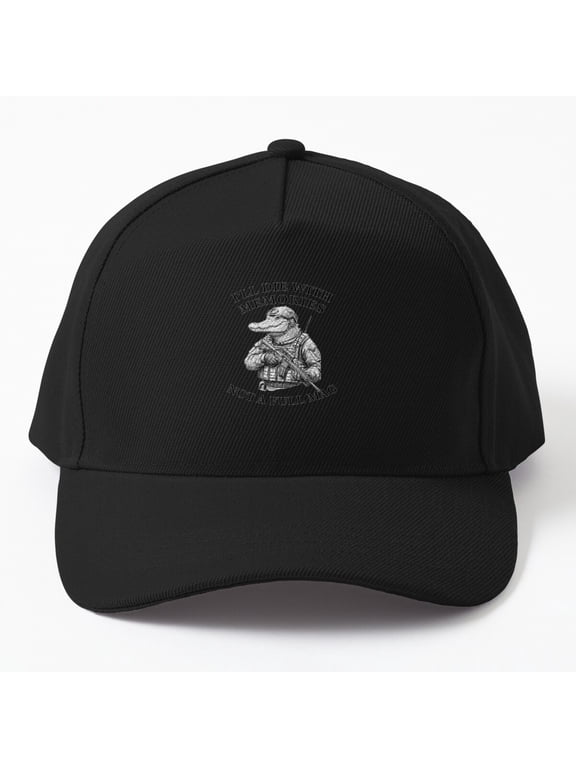 Tactical Crocodile Soldier Baseball Hat, Military Reptile Quote Graphic Design, Classic Cap