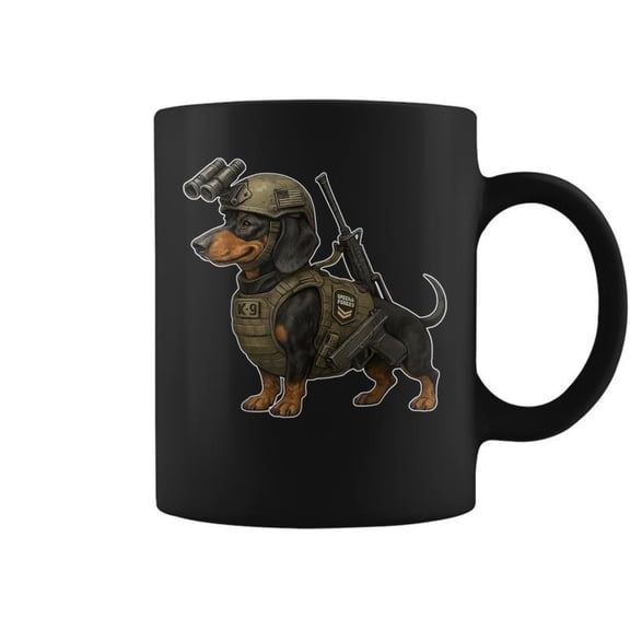 Tactical Dachshund Commando Dog Dog Squad Coffee Mugs