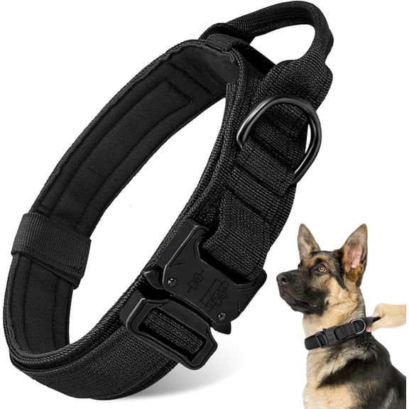 Tactical Dog Collar – Adjustable Heavy-Duty Metal Buckle Nylon Collar for Small, Medium, and Large Dogs (Brown, Size L)