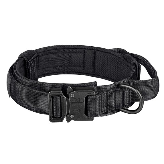 Tactical Dog Collar, Adjustable Military Training Nylon Dog Collar with Control Handle and Heavy Metal Buckle for Medium and Large Dogs