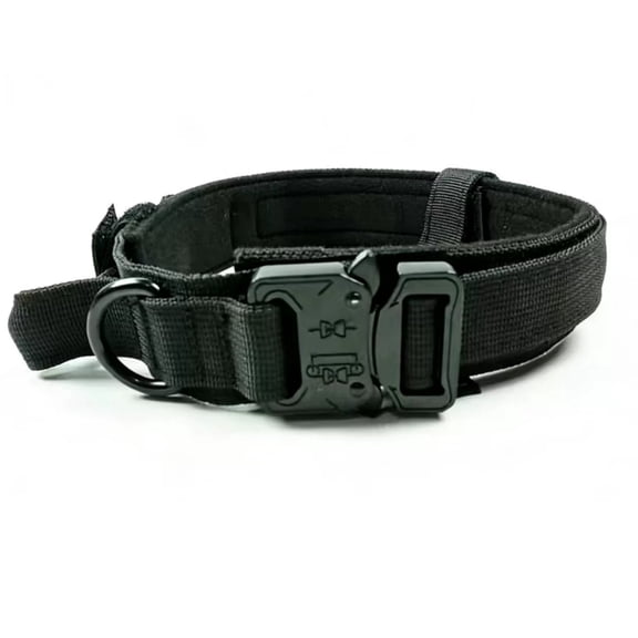 Tactical Dog Collar, Adjustable Military Training Nylon Dog Collar with Control Handle and Heavy Metal Buckle for Medium and Large Dogs