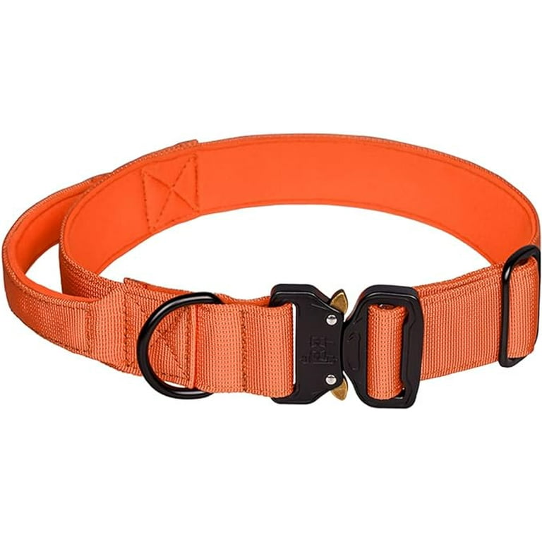 Tactical Dog Collar Heavy Duty Dog Collars with Handle Metal Buckle Dog Training Collar Thick Dog Collar for Male Large Dog Collar Military Dog Collar L Orange Walmart