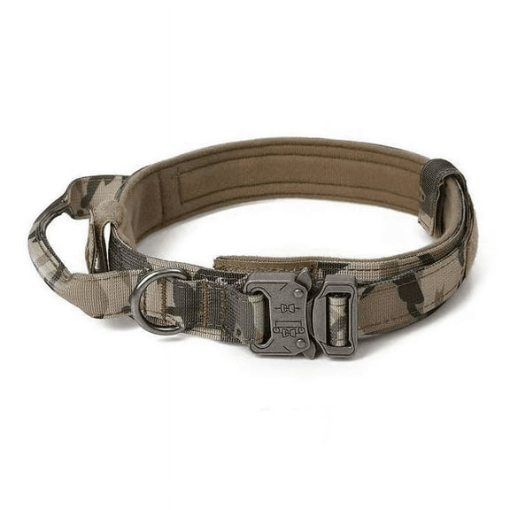 Tactical Dog Collar Military Dog Collar Adjustable Nylon Dog Collar Heavy Duty Metal Buckle with Handle for Dog TrainingcolorPC Camouflage SizeXL 1 piece