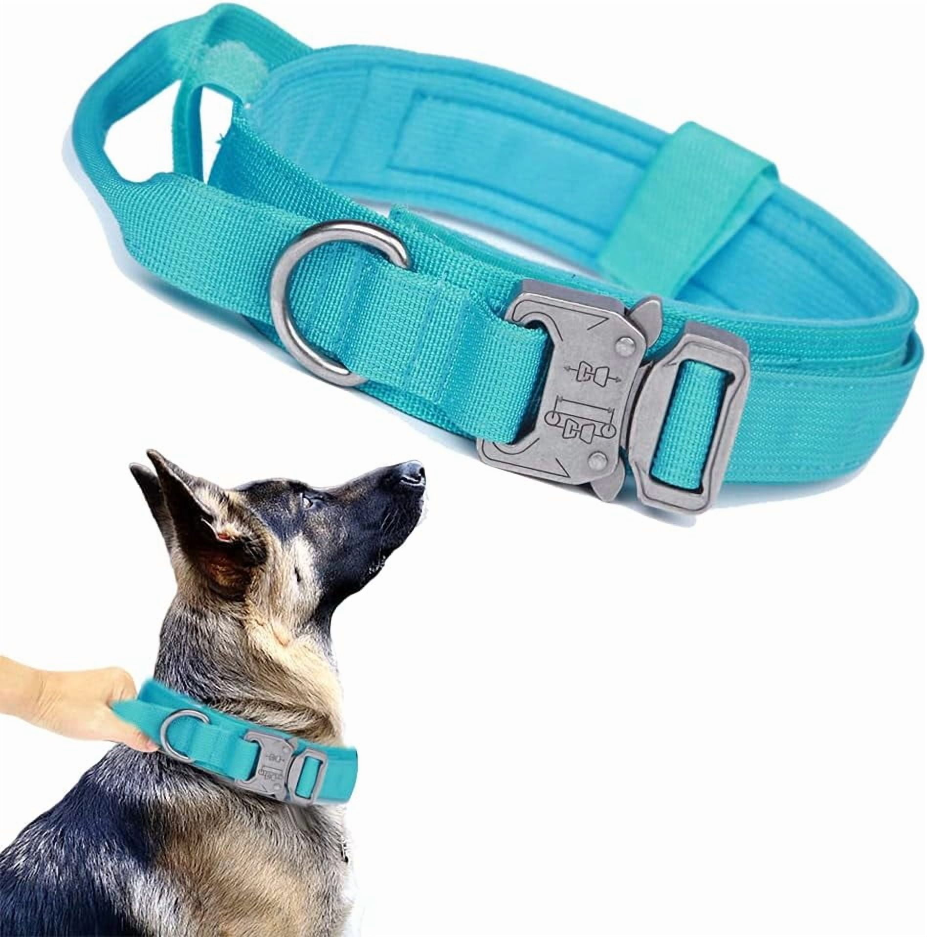 Tactical Dog Collar Military Dog Collar Adjustable Nylon Dog Collar Heavy Duty Metal Buckle with Handle for Dog Training (Red,L)