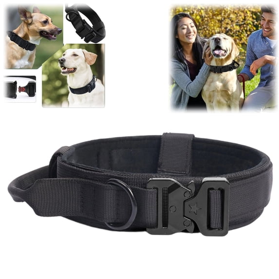 Tactical Dog Collar and Leash Set Outdoor Training Dog Collar with Handle and Metal Buckle for Medium and Large Dogs