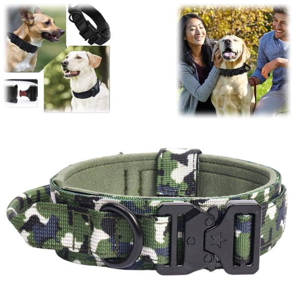 Tactical Dog Collar and Leash Set Outdoor Training Dog Collar with Handle and Metal Buckle for Medium and Large Dogs