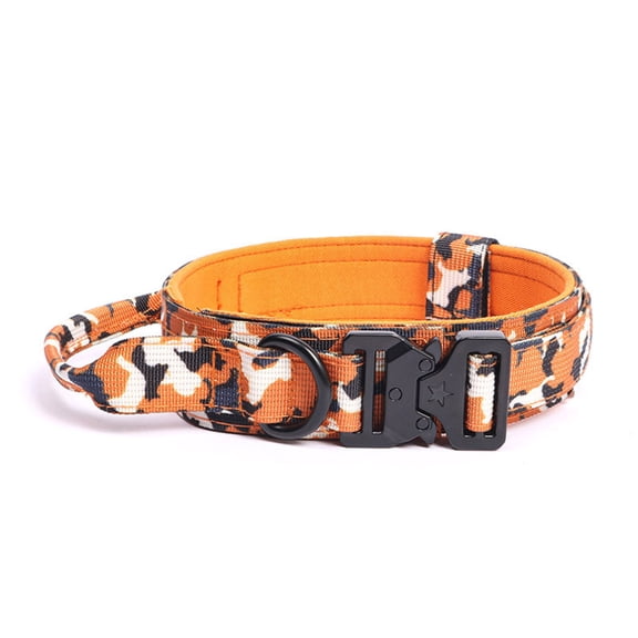 Tactical Dog Collar for Large and Medium Dogs Adjustable Nylon Training Collar with Metal Buckle Handle and D Ring