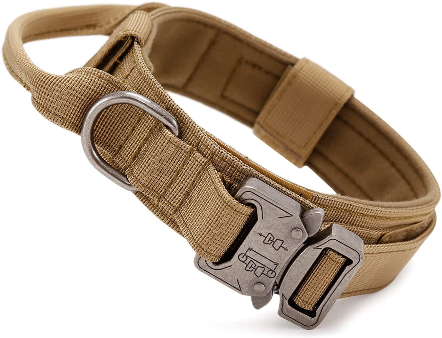 Tactical Dog Collar with Control Handle Adjustable Military Nylon Collar, Metal Buckle, Padded for Medium Large Dogs, Training