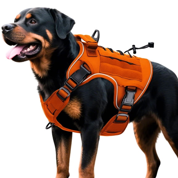 Tactical Dog Harness for Large Dogs, No Pull Adjustable Reflective Pet Vest with Molle System, K9 Military-Grade Control for Service Training, Outdoor & 10+ Breeds, Red, Small