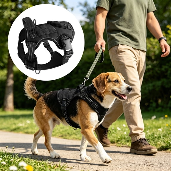 Tactical Dog Harness for Small Medium Large Dogs No Pull Adjustable Harness Training Easy Control Pet Vest,Reflective Working Training ,Black L