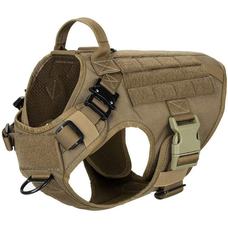 Tactical Dog Harness No Pull With Pouch Military Dog Harness Tactical Dog  Vest With Molle & Sturdy Handle Military Dog Harness for Training 