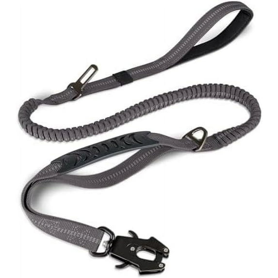 Tactical Dog Leash Heavy Duty,4-6FT Shock Absorbing Bungee Dog Leash with 2 Padded Handle,Metal Carabiner Clip,Car Seatbelt,Strong No Pull Dog Leash for Medium Large X-Large Dogs,Coyote Brown