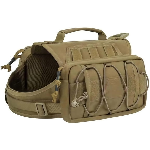 Dog Pack Harness with Multiple Pockets, Adjustable Padded Dog Saddle Bag Backpack for Medium Large Dogs Outdoor Hiking Walking Training Camping