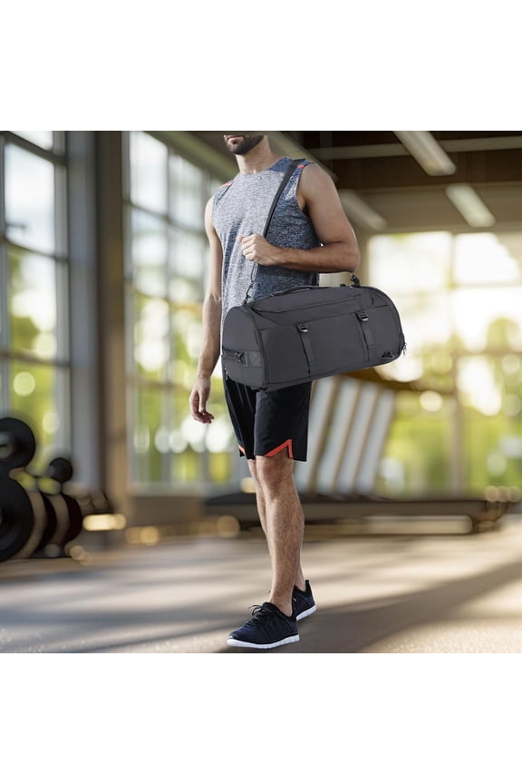 Tactical Duffel Backpack Gym Bag Military Travel Bag with Shoes Compartment and Straps for Camping(Black)